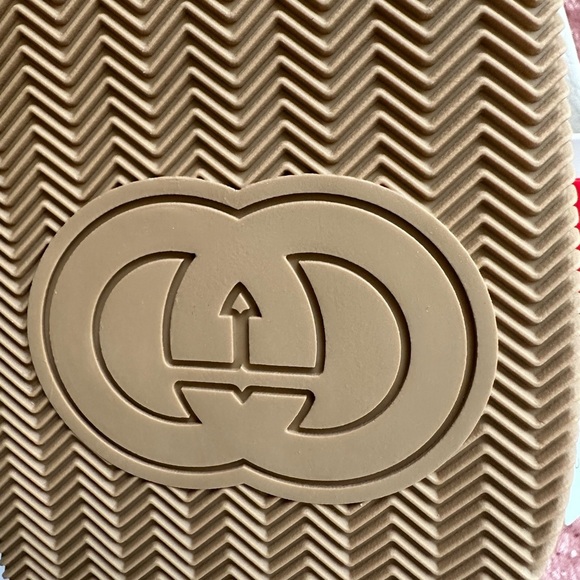 Authentic Gucci Cream Red Green Logo Interlocking G Slide Sandals Size 10 Men's - Picture 5 of 10